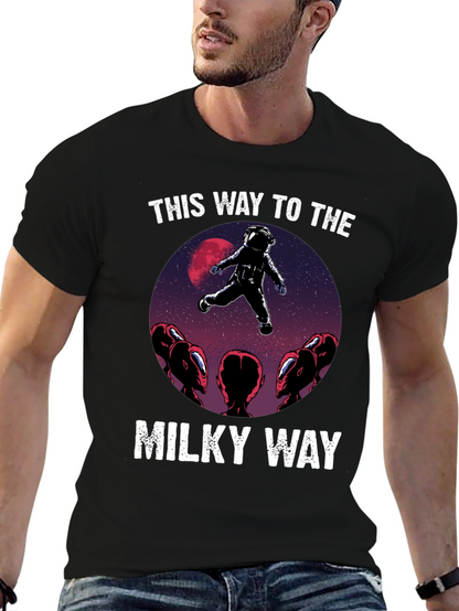 Camiseta Hombre: Astronauta y Extraterrestres Vía Láctea