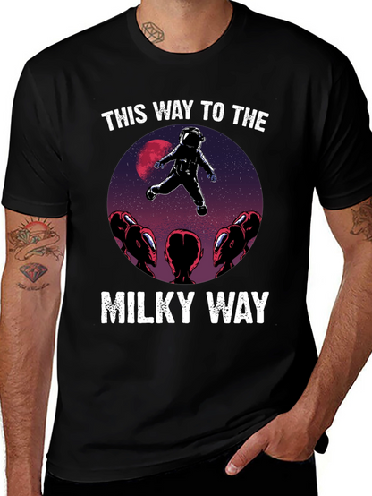 Camiseta Hombre: Astronauta y Extraterrestres Vía Láctea