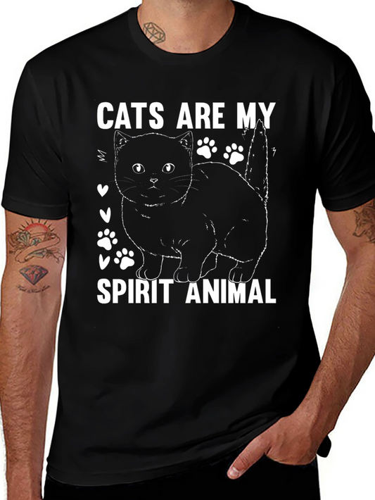 Camiseta Negra Gatos Son Mi Animal Espiritual