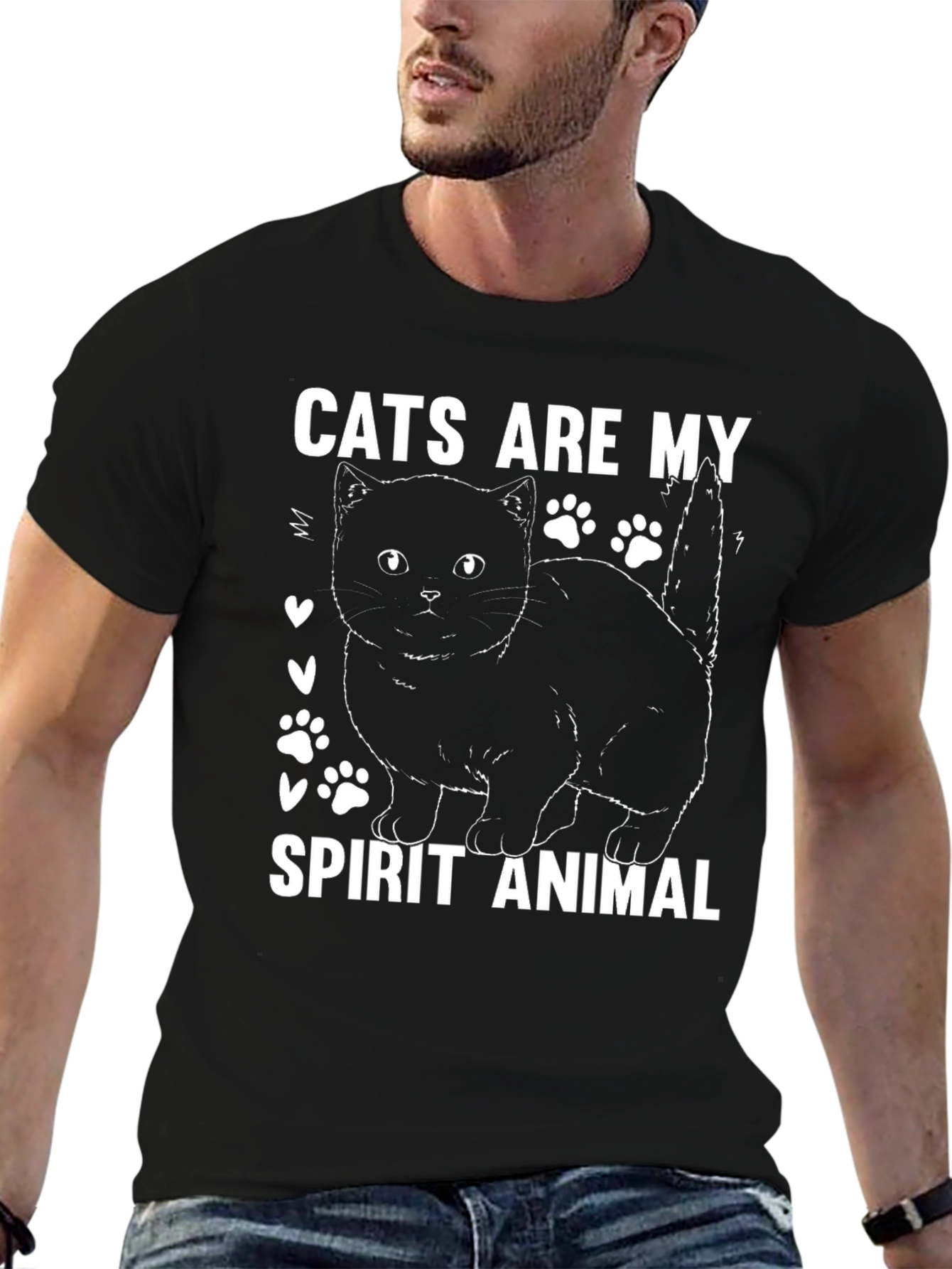 Camiseta Negra Gatos Son Mi Animal Espiritual