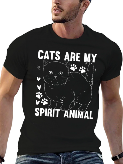 Camiseta Negra Gatos Son Mi Animal Espiritual
