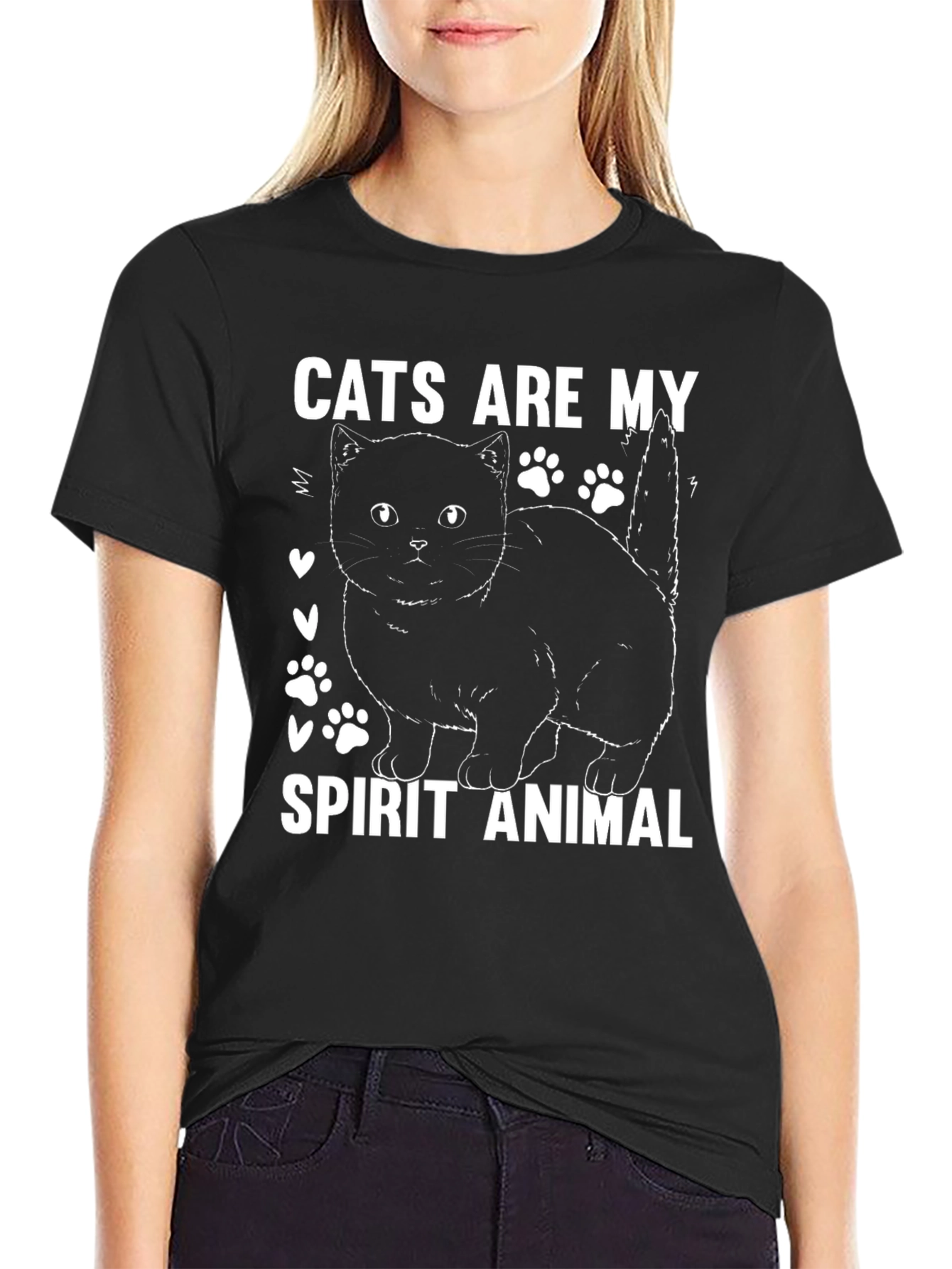 Camiseta Negra Gatos Son Mi Animal Espiritual