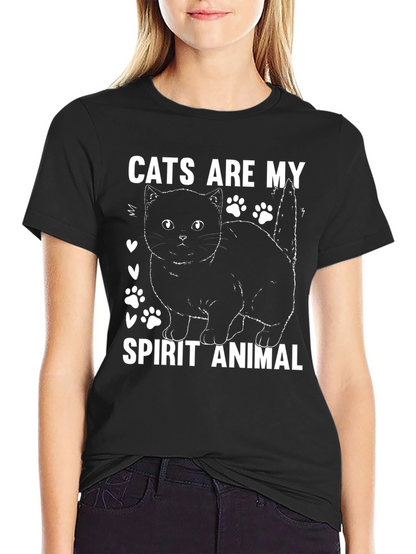 Camiseta Negra Gatos Son Mi Animal Espiritual
