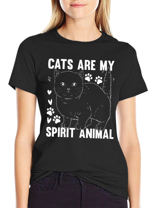 Camiseta Negra Gatos Son Mi Animal Espiritual
