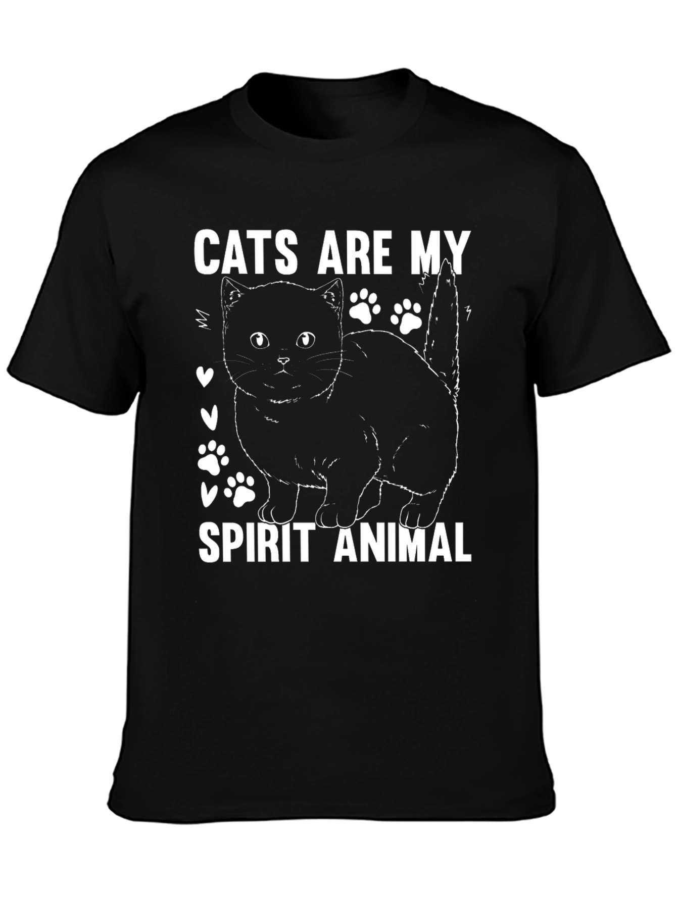 Camiseta Negra Gatos Son Mi Animal Espiritual