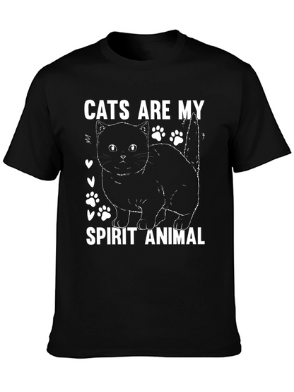 Camiseta Negra Gatos Son Mi Animal Espiritual