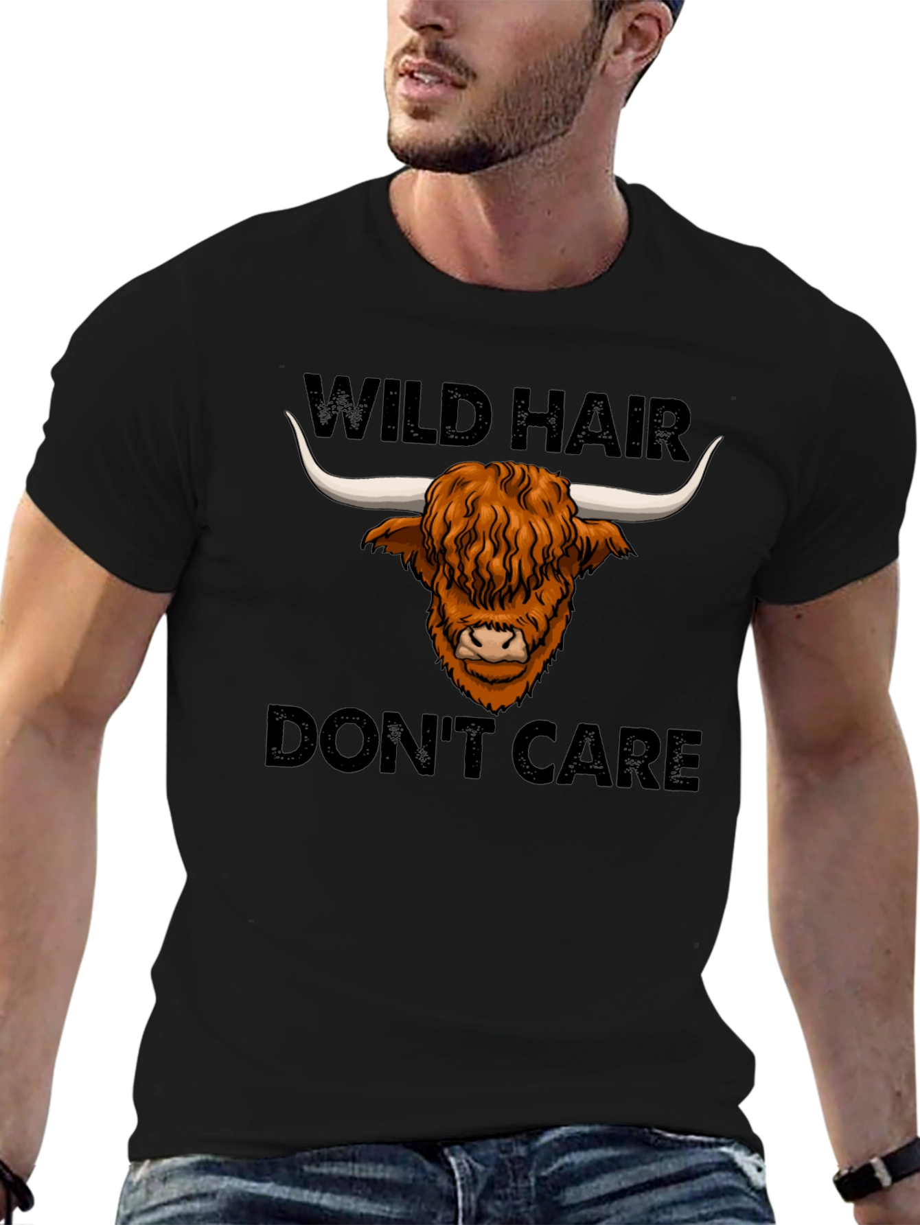 Camiseta Negra: Wild Hair Dont Care