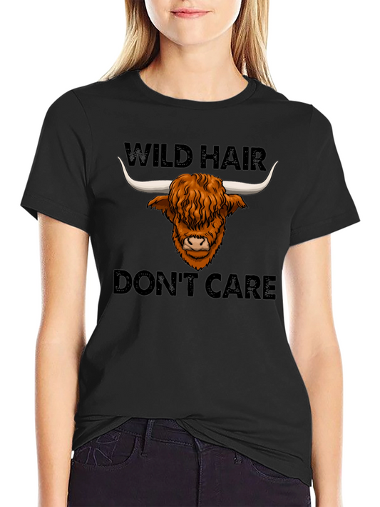 Camiseta Negra: Wild Hair Dont Care