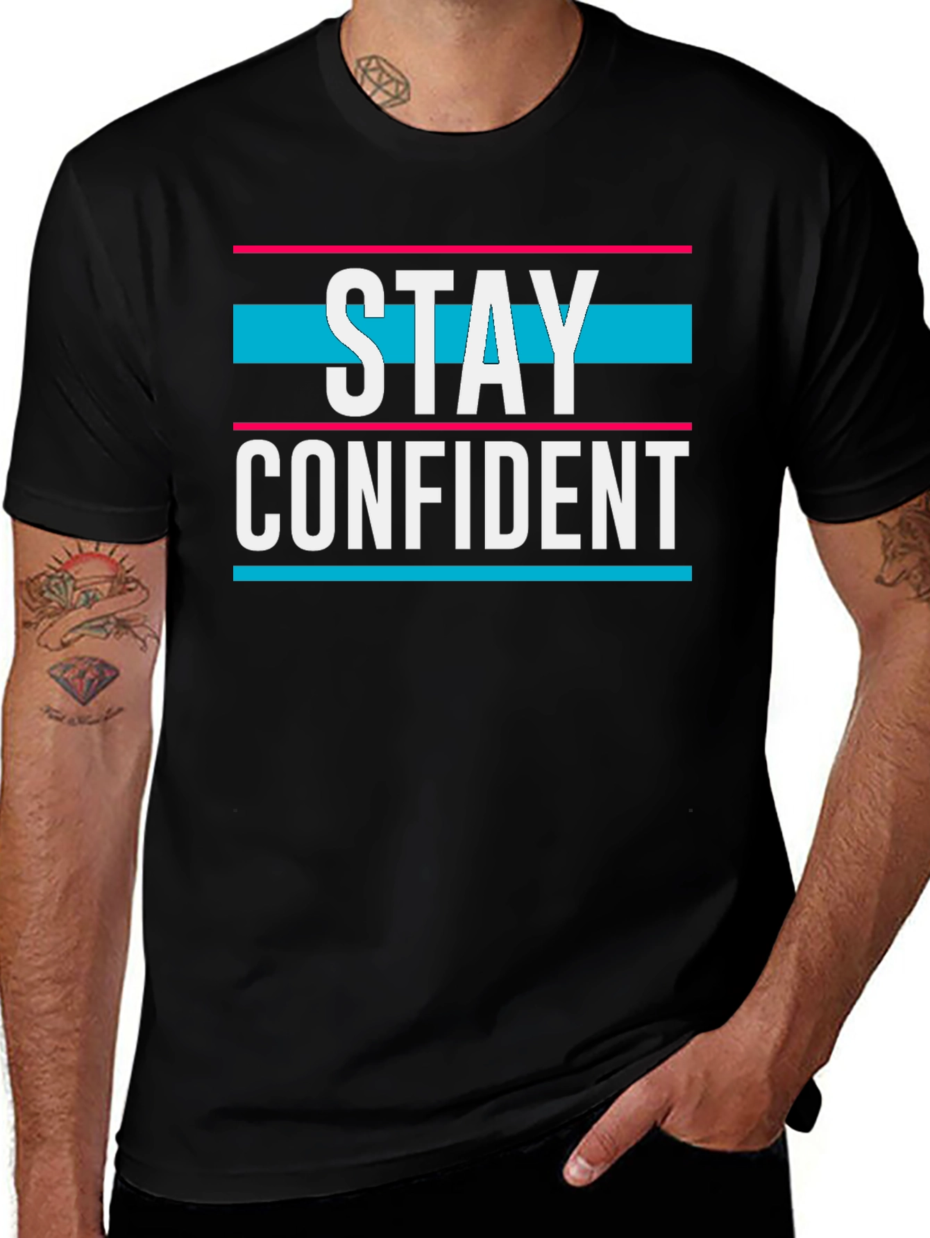 Camiseta Negra Stay Confident para Hombre