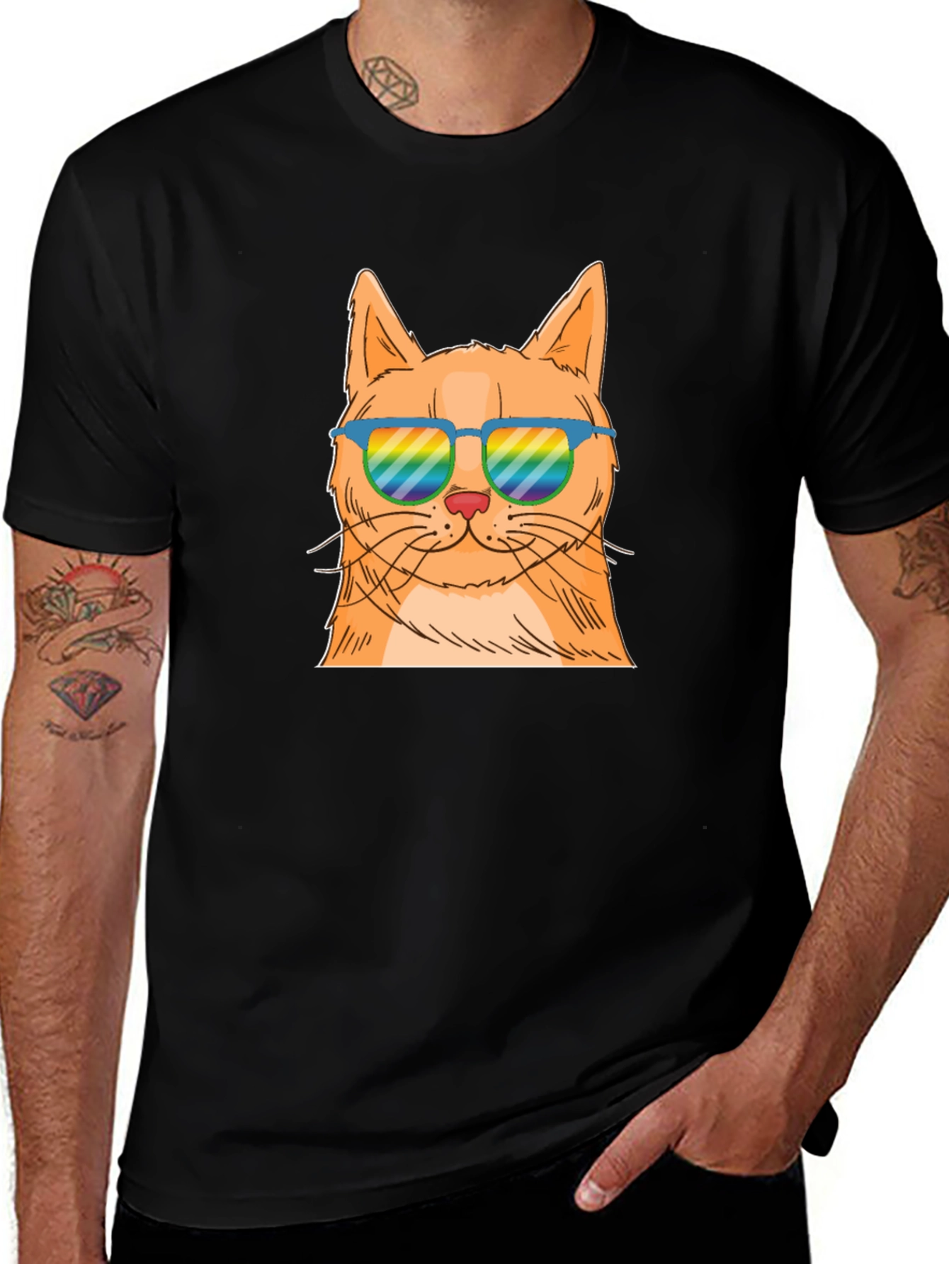 Camiseta Negra con Gato Cool