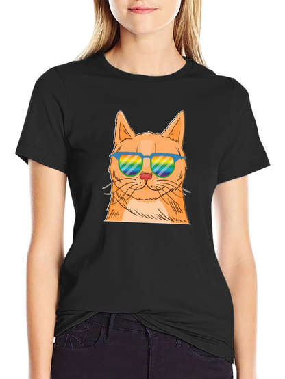 Camiseta Negra con Gato Cool
