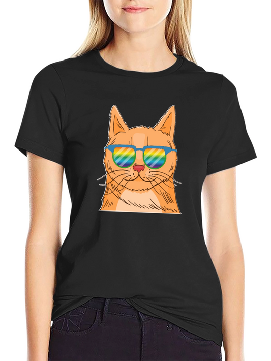 Camiseta Negra con Gato Cool