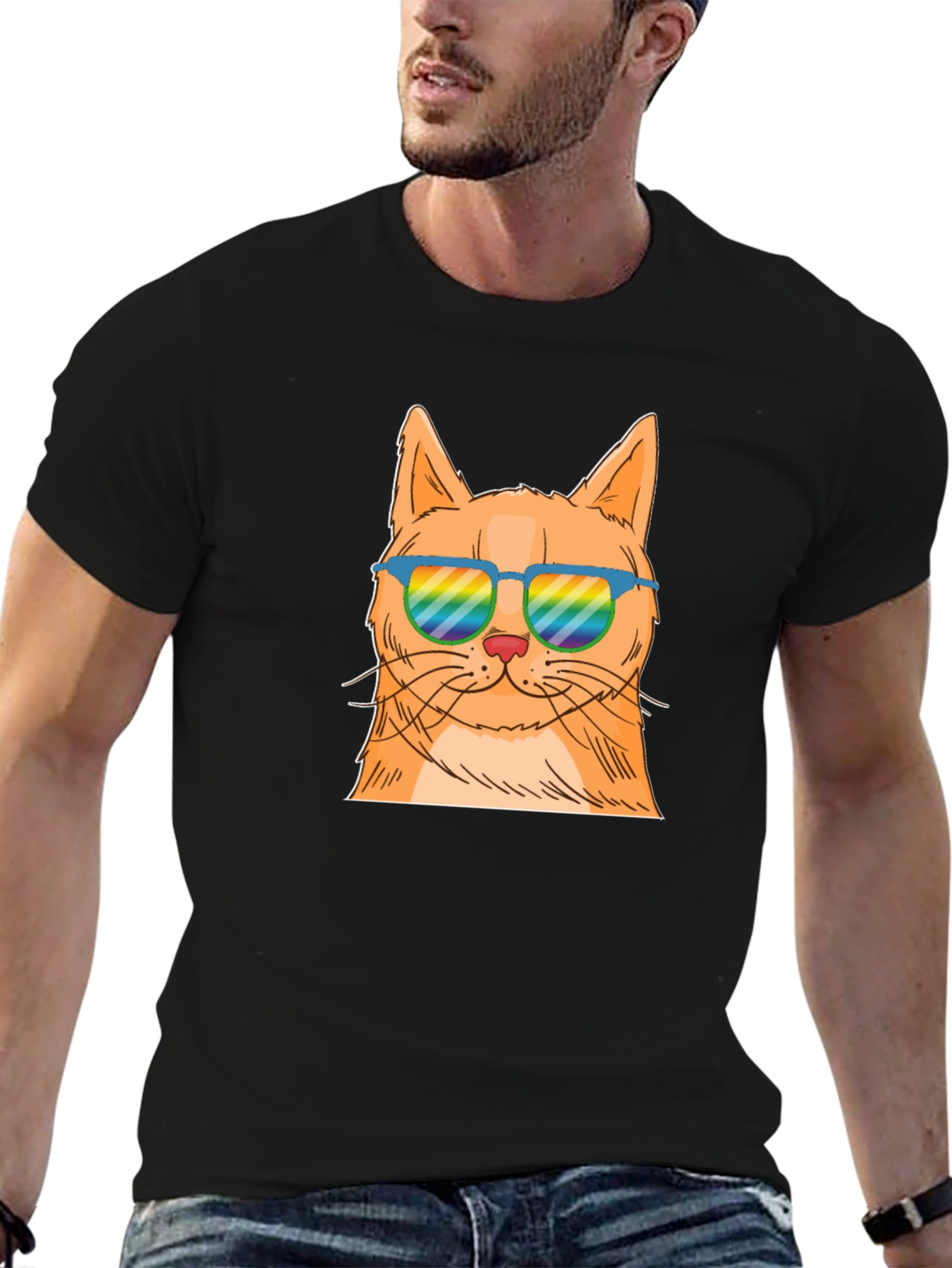 Camiseta Negra con Gato Cool