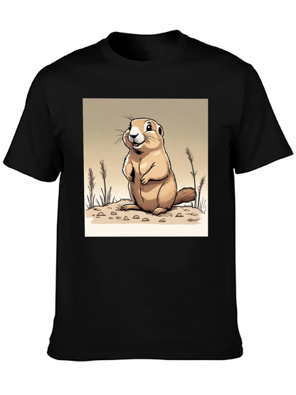 Camiseta Negra con Diseño de Marmota Amigable