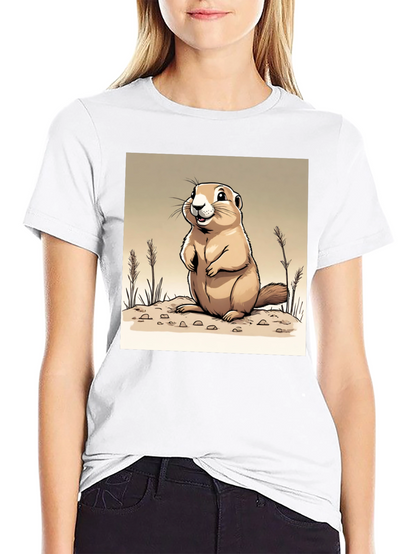 Camiseta Negra con Diseño de Marmota Amigable