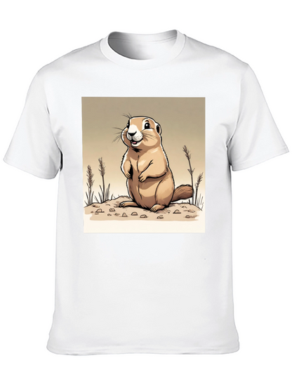 Camiseta Negra con Diseño de Marmota Amigable