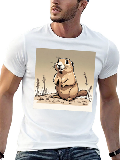 Camiseta Negra con Diseño de Marmota Amigable