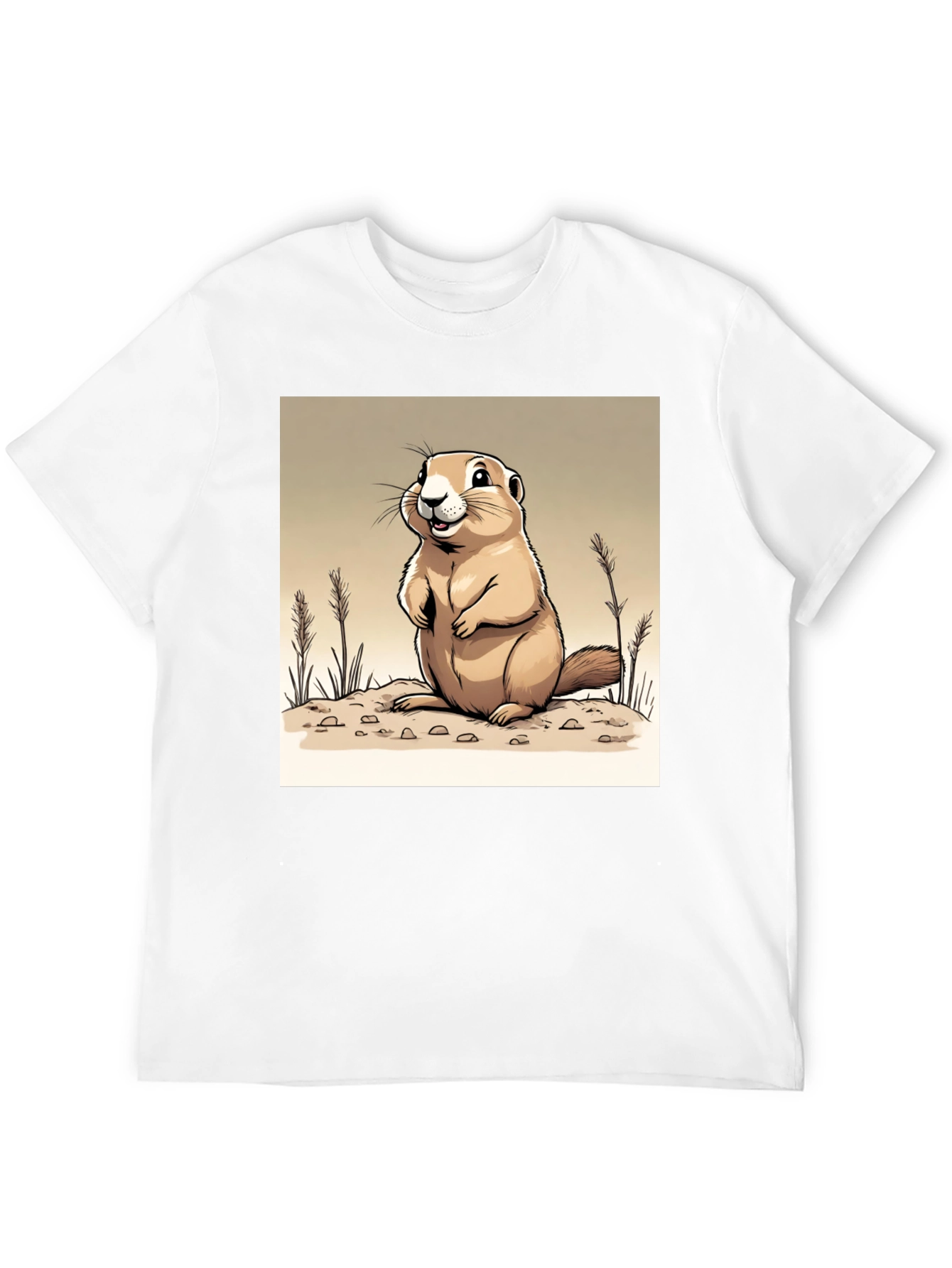 Camiseta Negra con Diseño de Marmota Amigable