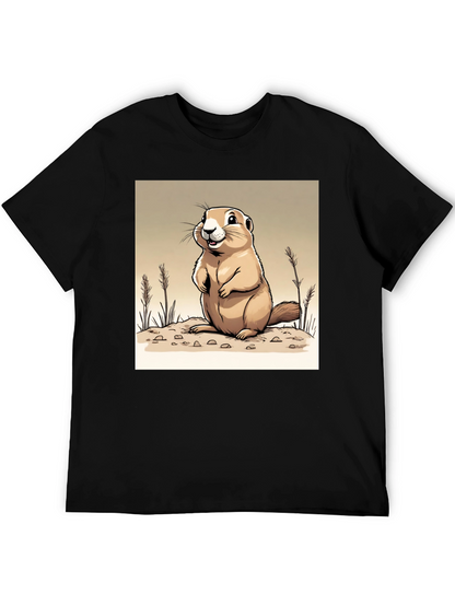 Camiseta Negra con Diseño de Marmota Amigable