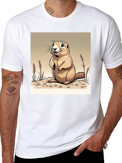 Camiseta Negra con Diseño de Marmota Amigable