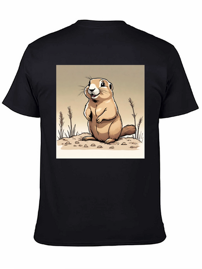 Camiseta Negra con Diseño de Marmota Amigable