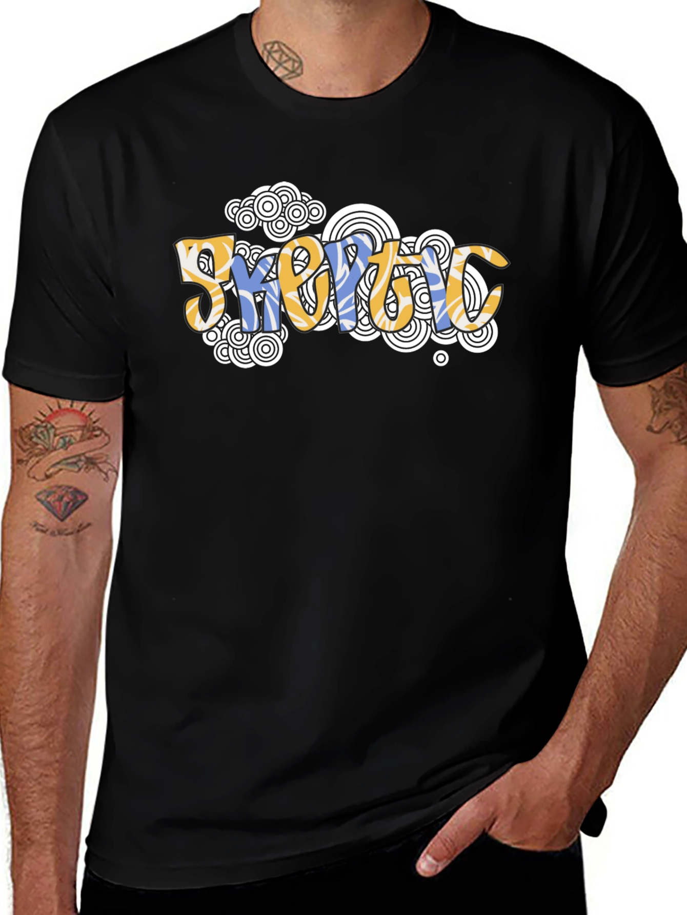 Camiseta Negra Estampada con Diseño Abstracto