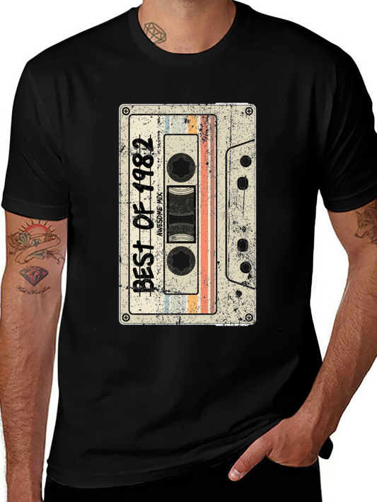 Camiseta Vintage Best of 1982 - Estilo Retro Cassette