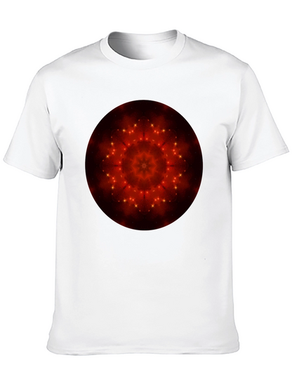 Camiseta Negra con Diseño Mandala Estelar Rojo
