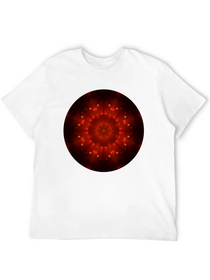 Camiseta Negra con Diseño Mandala Estelar Rojo