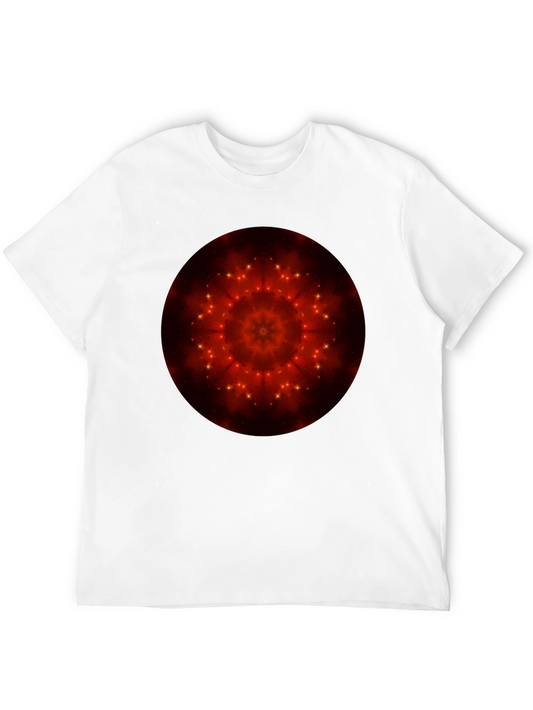 Camiseta Negra con Diseño Mandala Estelar Rojo