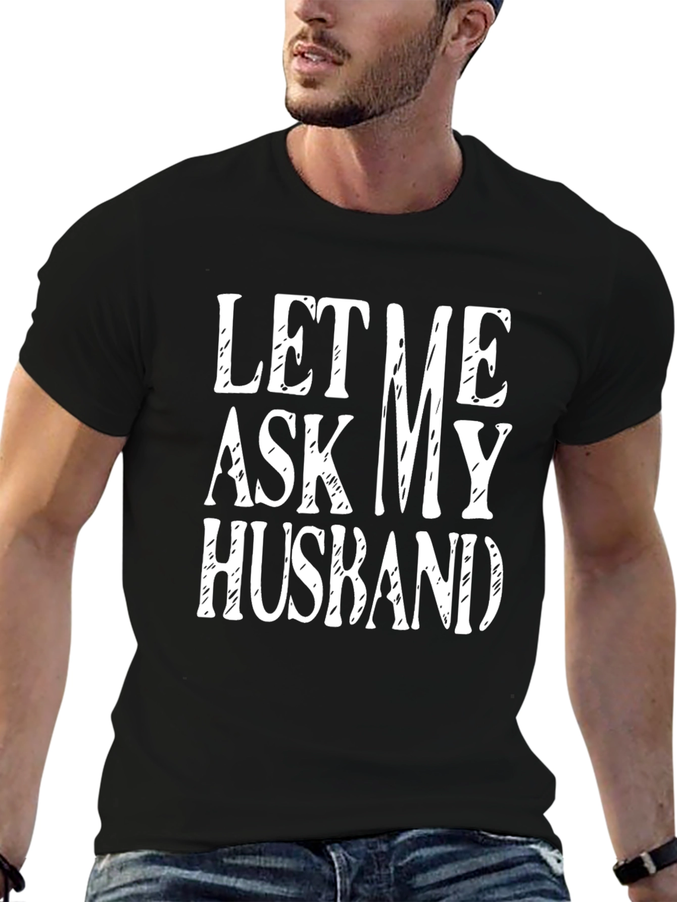 Camiseta Negra Déjame Preguntarle a Mi Marido