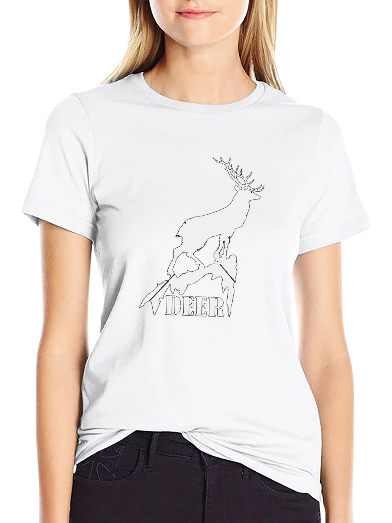 Camiseta Negra con Diseño de Ciervo