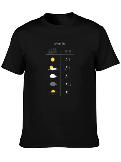 Camiseta Negra Fotografía Regla Sunny 16