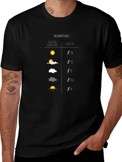 Camiseta Negra Fotografía Regla Sunny 16