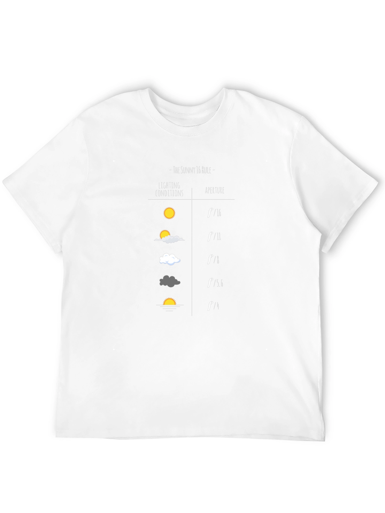 Camiseta Negra Fotografía Regla Sunny 16