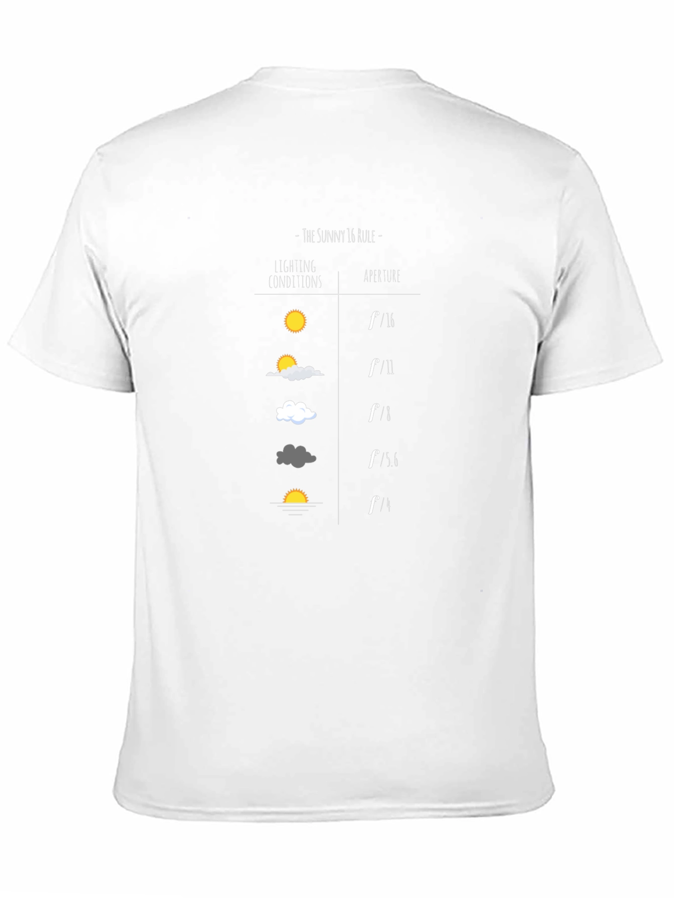 Camiseta Negra Fotografía Regla Sunny 16