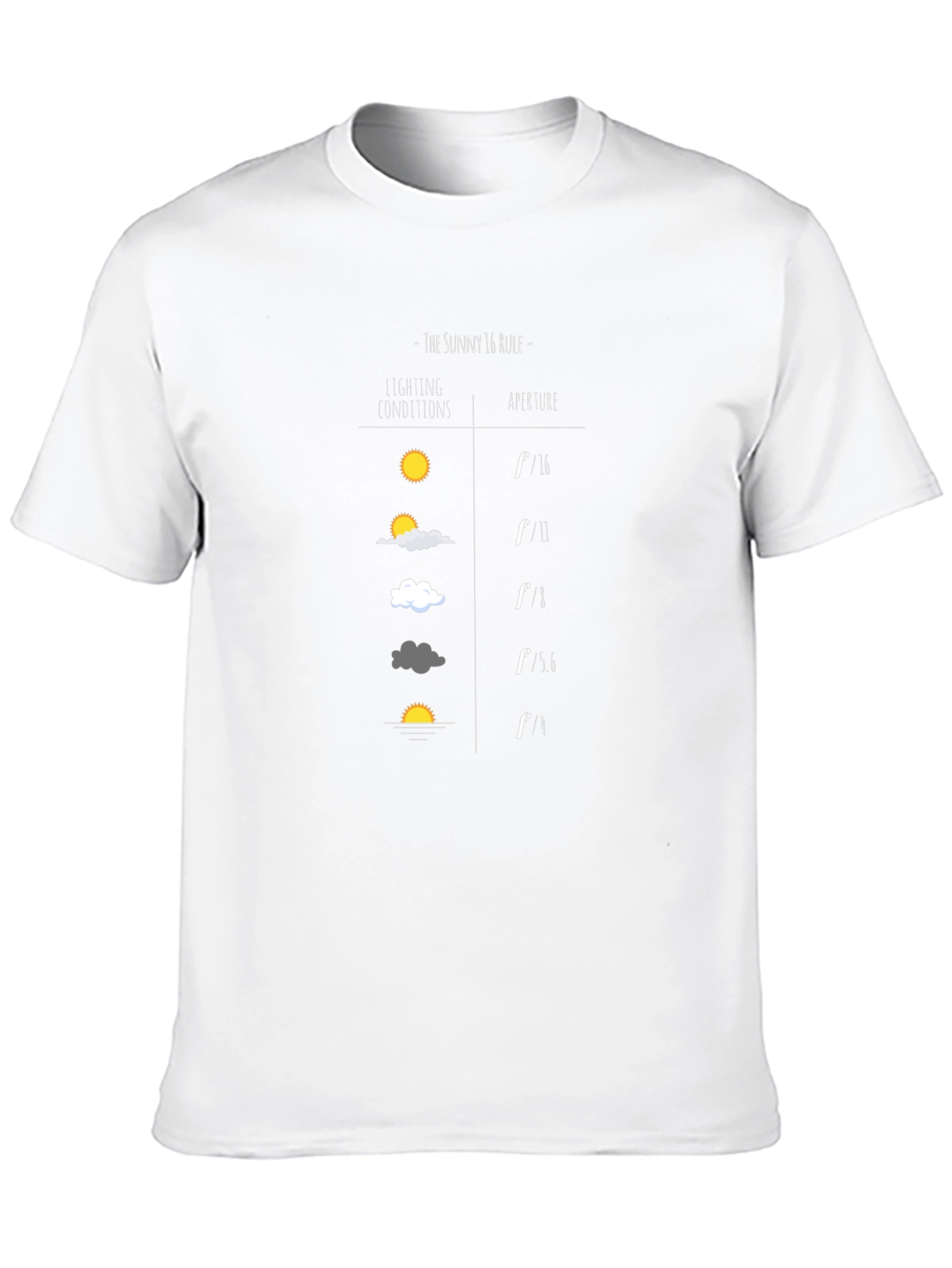 Camiseta Negra Fotografía Regla Sunny 16