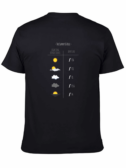 Camiseta Negra Fotografía Regla Sunny 16