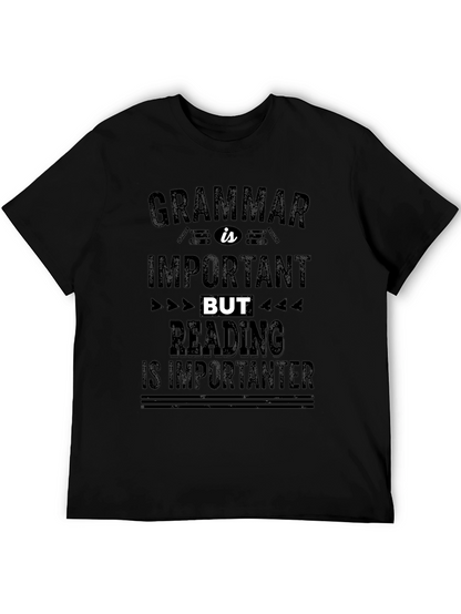 Camiseta Negra con Mensaje Divertido de Gramática y Lectura