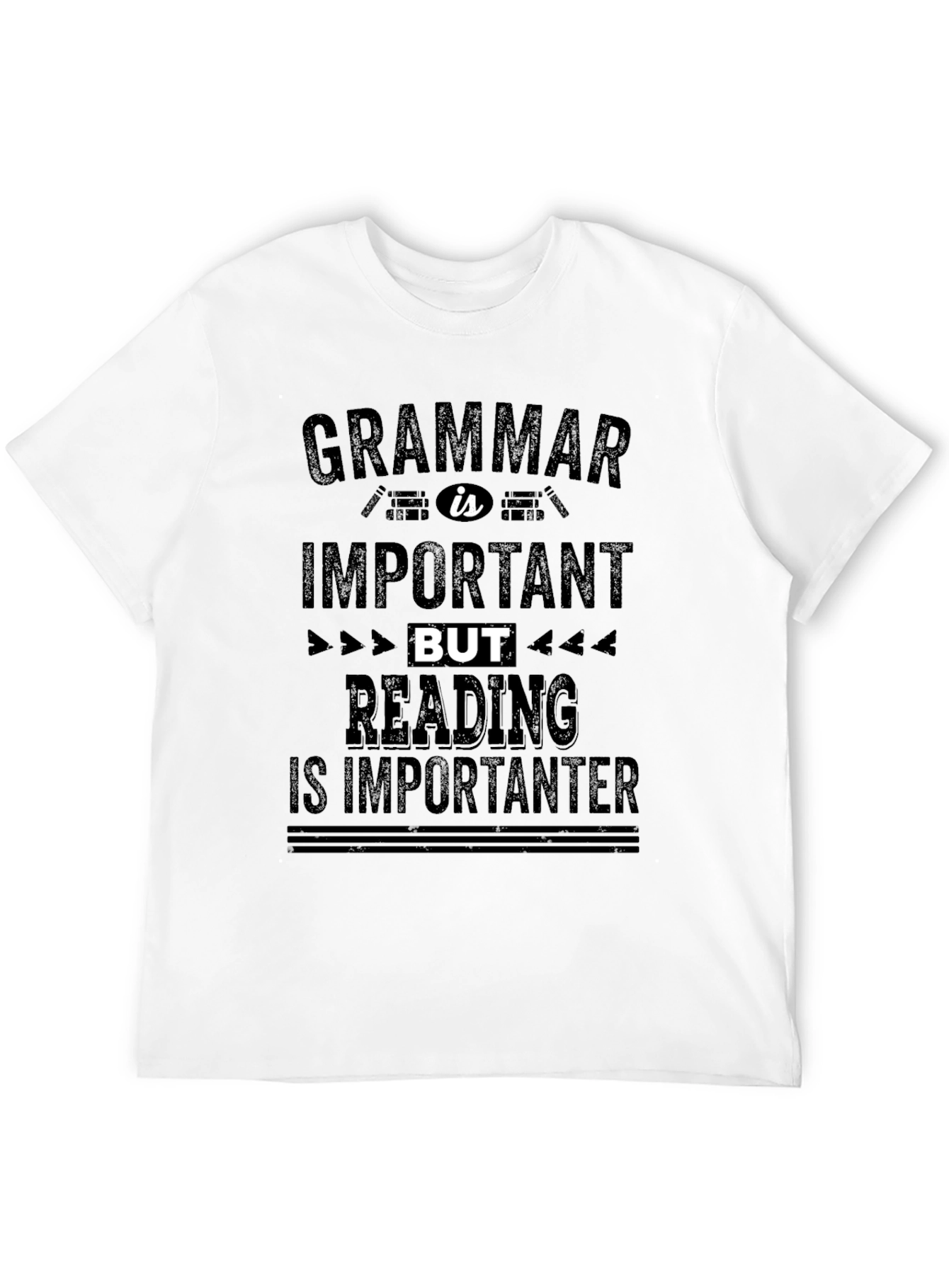Camiseta Negra con Mensaje Divertido de Gramática y Lectura