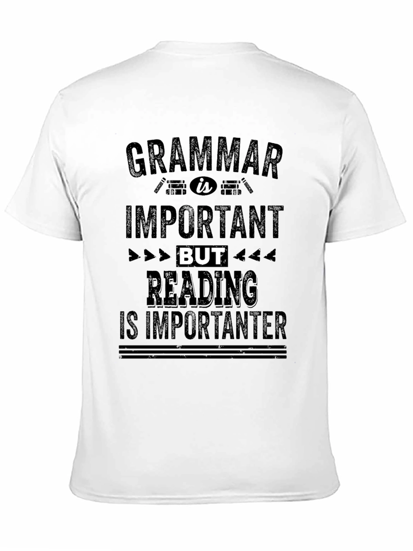 Camiseta Negra con Mensaje Divertido de Gramática y Lectura