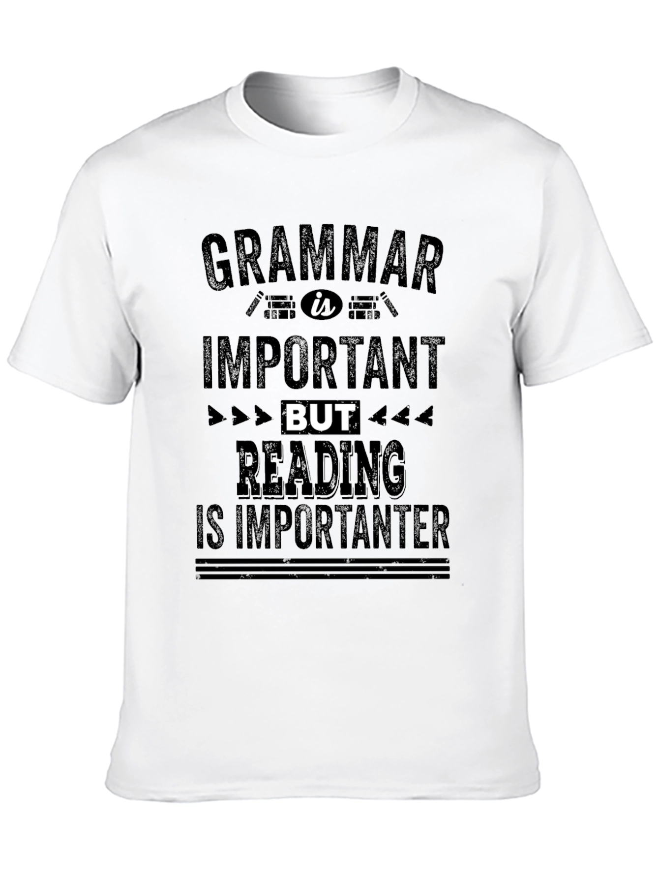 Camiseta Negra con Mensaje Divertido de Gramática y Lectura