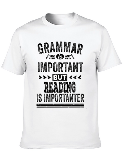 Camiseta Negra con Mensaje Divertido de Gramática y Lectura