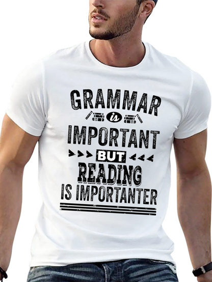 Camiseta Negra con Mensaje Divertido de Gramática y Lectura