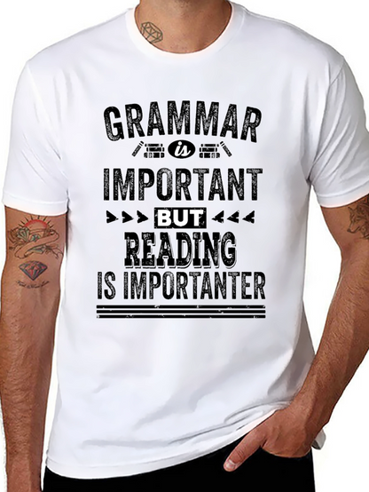 Camiseta Negra con Mensaje Divertido de Gramática y Lectura