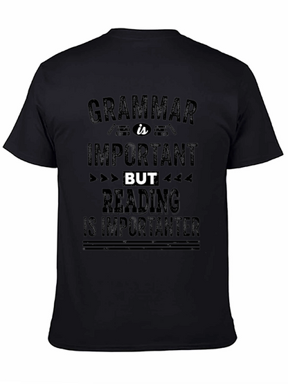 Camiseta Negra con Mensaje Divertido de Gramática y Lectura