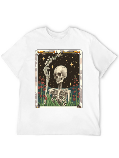 Camiseta Negra con Diseño de Esqueleto Floral