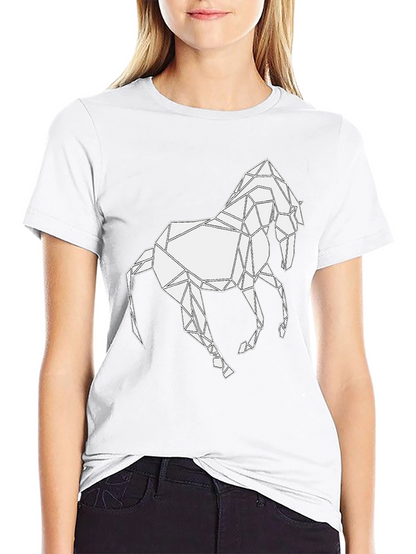Camiseta Negra con Diseño de Caballo Geométrico