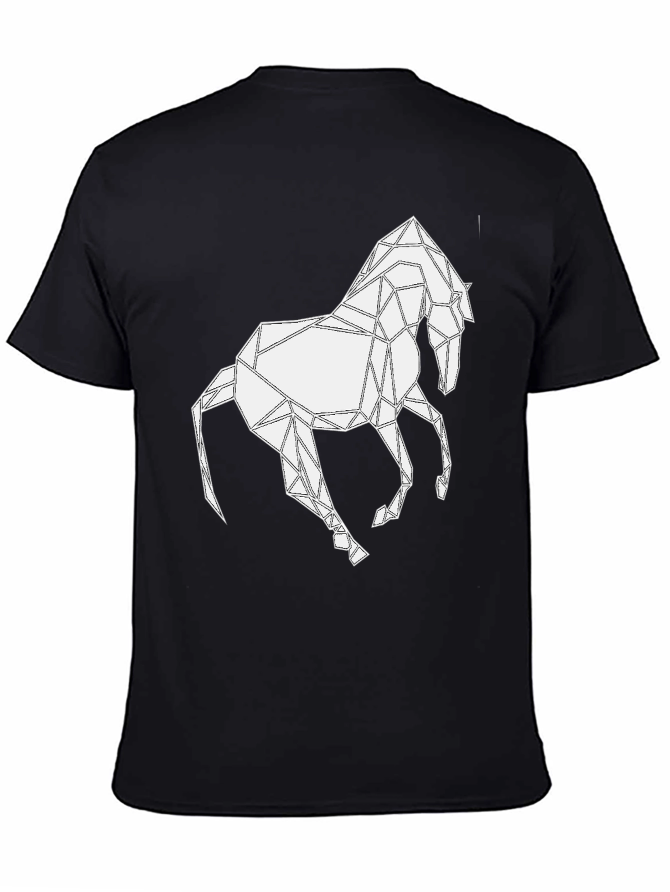 Camiseta Negra con Diseño de Caballo Geométrico