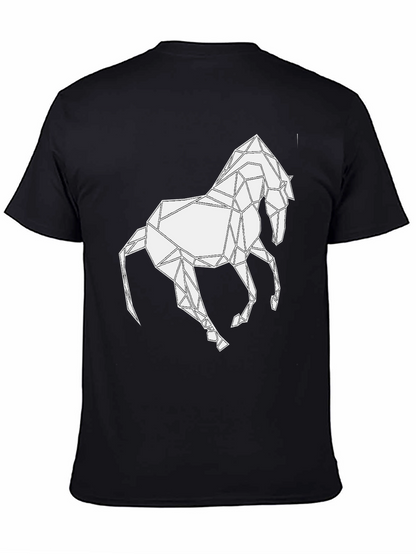 Camiseta Negra con Diseño de Caballo Geométrico